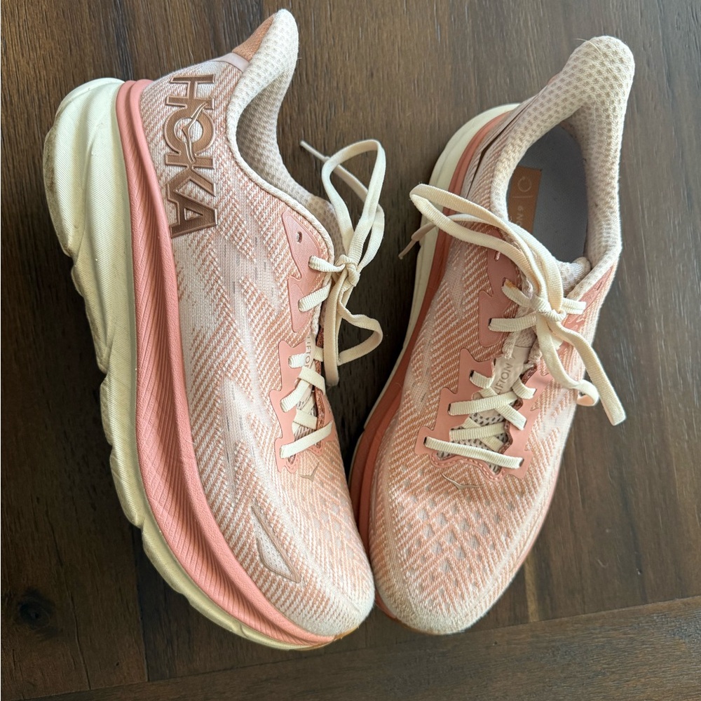 Hoka Women's Peach and Cream Athletic Shoes